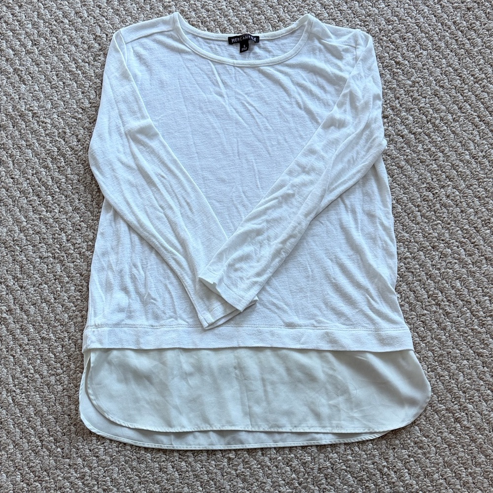 J Crew White Long Sleeve Women's Top